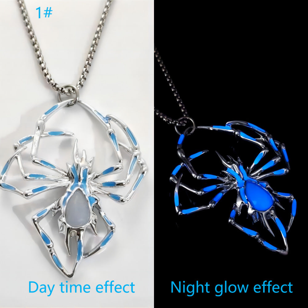 Creative Stereo Luminous Spider Necklace Jewerly Glowing Night