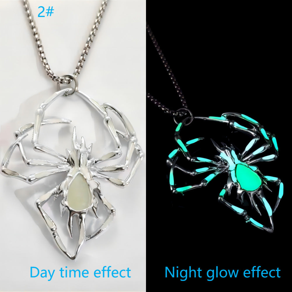 Creative Stereo Luminous Spider Necklace Jewerly Glowing Night