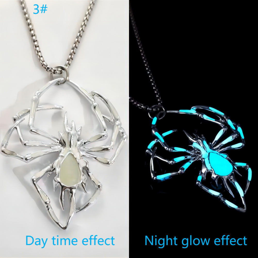Creative Stereo Luminous Spider Necklace Jewerly Glowing Night