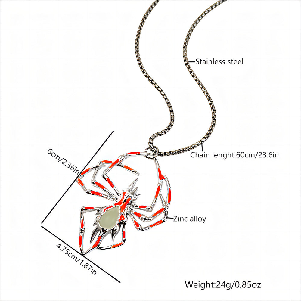Creative Stereo Luminous Spider Necklace Jewerly Glowing Night