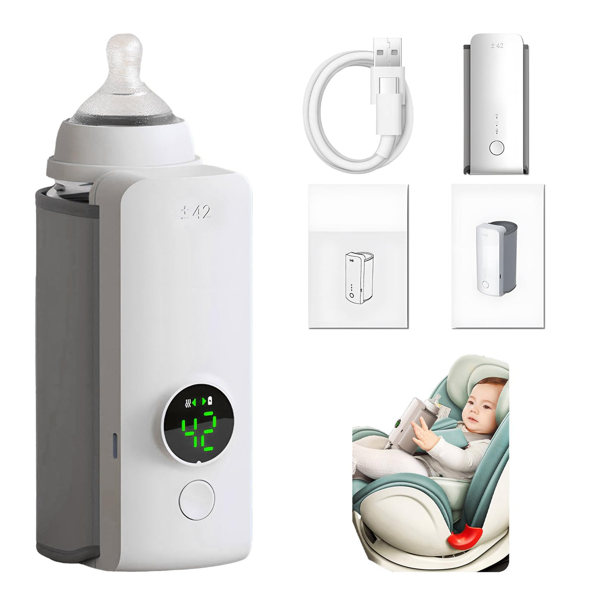 Portable Wireless Rechargeable Baby Bottle Warmer USB